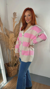 Pastel Pink Cardigan with Embellished buttons