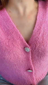 V neck Cardigan Pink