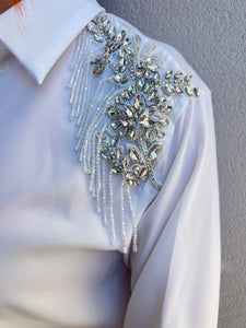 Rhinestone White Shirt Λευκή Πουκαμίσα με στρας