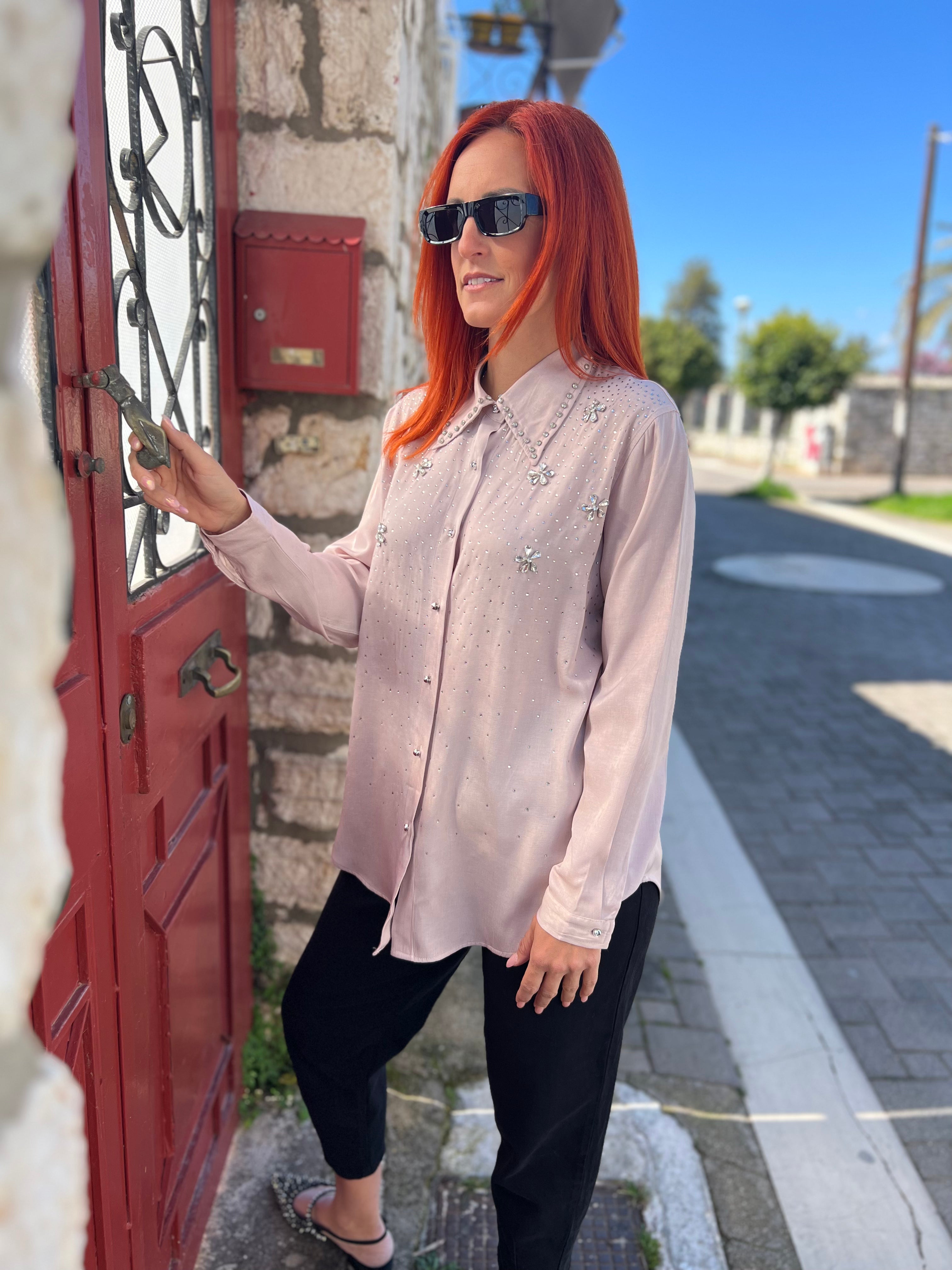 Dusty Pink Shirt Πουκάμισο με στρας