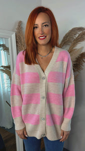 Pastel Pink Cardigan with Embellished buttons