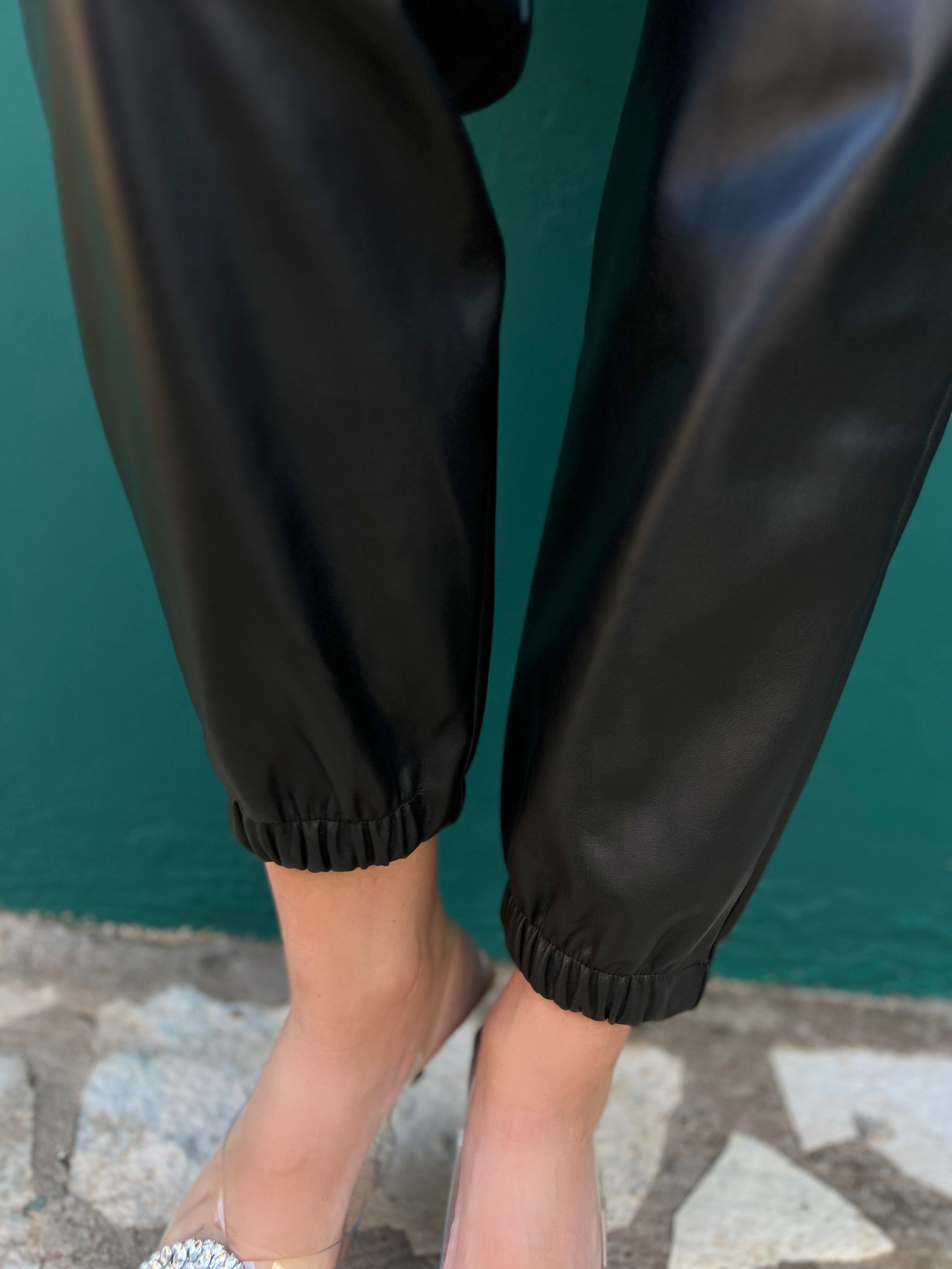 Eco Leather Trousers Black Παντελόνι Δερματίνη