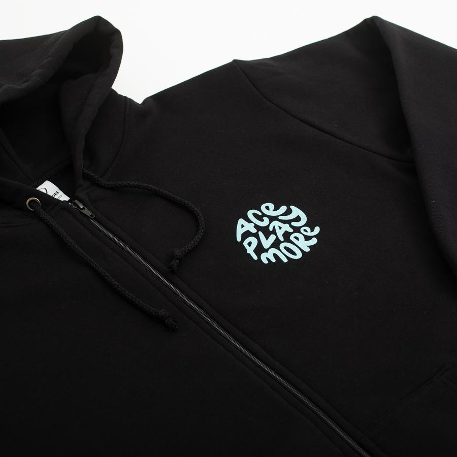 APM Retro Aqua Black Zip-Up Hoodie